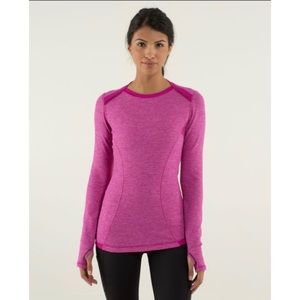 Lululemon Base Runner Long Sleeve Mini Check Pique Raspberry 4